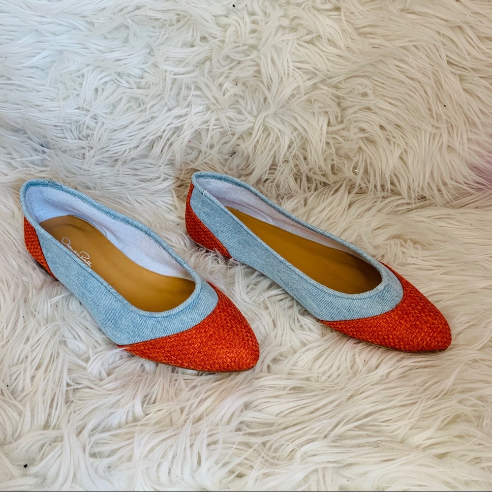 Auth Oscar de la Renta Denim/canvas ballet flats.